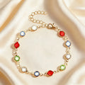 Bracciale con zirconi colorati per donna, accessorio gioiello di alta gamma, dolce e lussuoso
