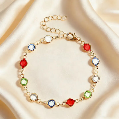 Bracciale con zirconi colorati per donna, accessorio gioiello di alta gamma, dolce e lussuoso