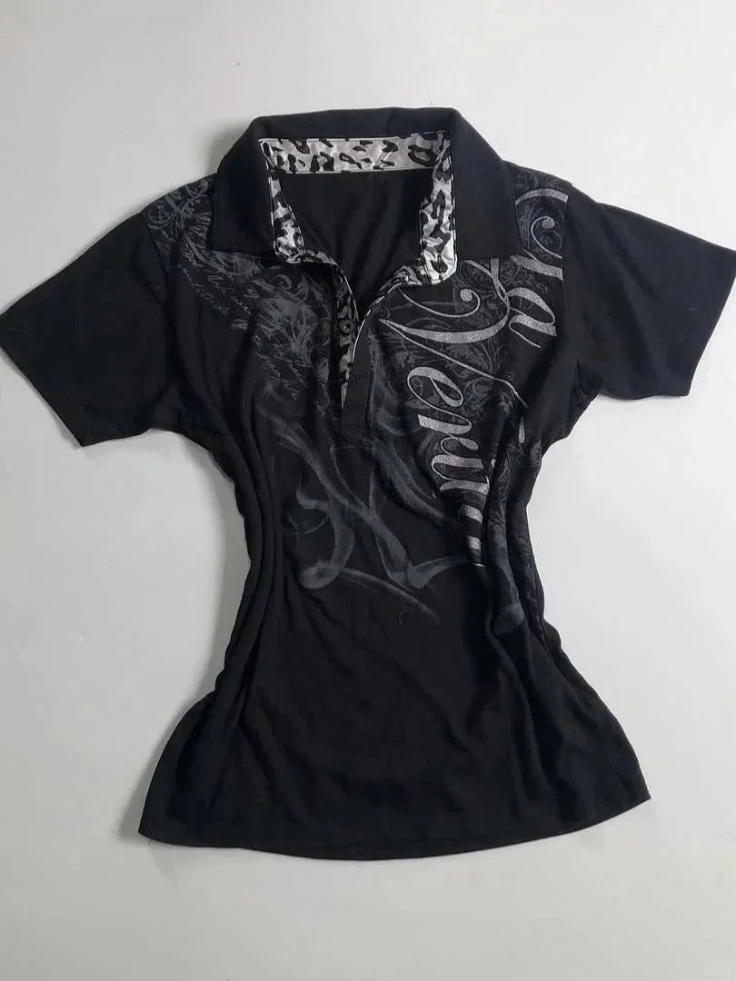 Y2k Crop Top Punk Graphic T-shirt Street Hot Girl 2000s Vestiti Sweet Slim Tees Harajuku Summer Women's Top Camicia gotica emo