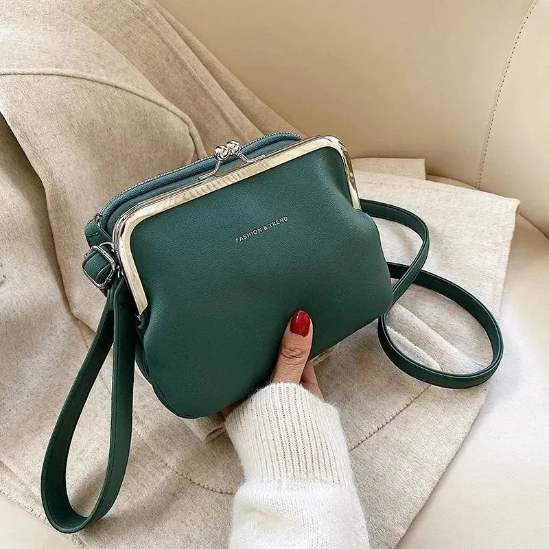 Borsa a tracolla moda primavera estate borse a tracolla in pelle PU femminile semplice borsa a tracolla con Clip a colori solido borsa a mano da donna sac