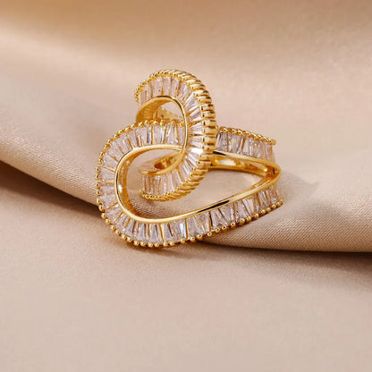 Nuovo Design Anelli di Zircone per Le Donne Ragazze Cubic Zirconia Anello in Acciaio Inossidabile 2023 di Tendenza di Lusso di Cerimonia Nuziale Estetica Gioielli Anelli