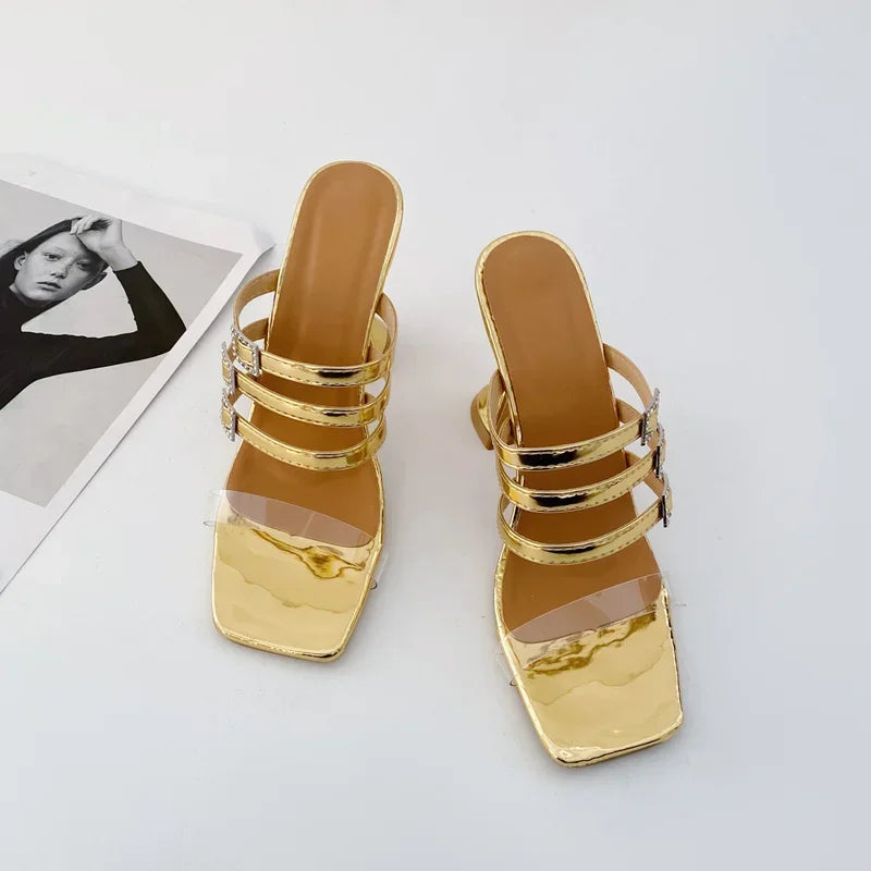 Sommer-High-Heel-Sandalen, sexy Pumps für Damen, Schnallen-Pumps, offene Zehen-Pumps, ultrahohe Absätze, Pumps im Römer-Stil, reife Damenschuhe
