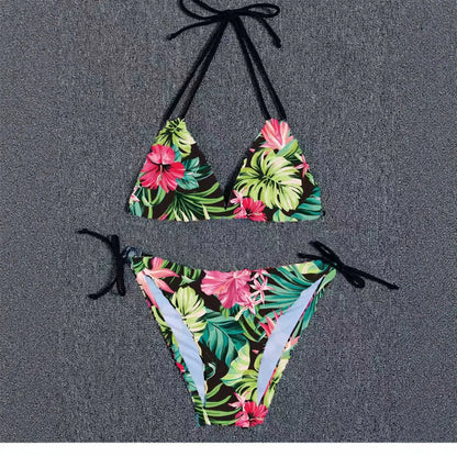 Sexy Floral Print Bikini Set Damen Bademode Zweiteiliger Strandanzug Triangel-Badeanzug Damen Schnür-Badeanzug Biquine Brasileiro