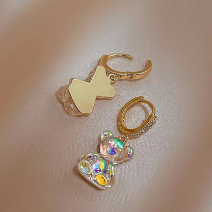 Orecchini pendenti a forma di orsetto con zirconi brillanti in rame dorato |   Nuovi Gioielli Trendy per Feste e Matrimoni |   Regalo Perfetto per Ragazze