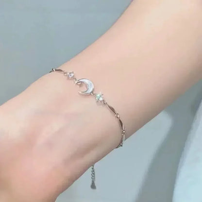 Braccialetti con fiori di ciliegio in cristallo rosa brillante per donne e ragazze, braccialetto con fiore a luna dolce e zirconi, gioielli estetici da festa