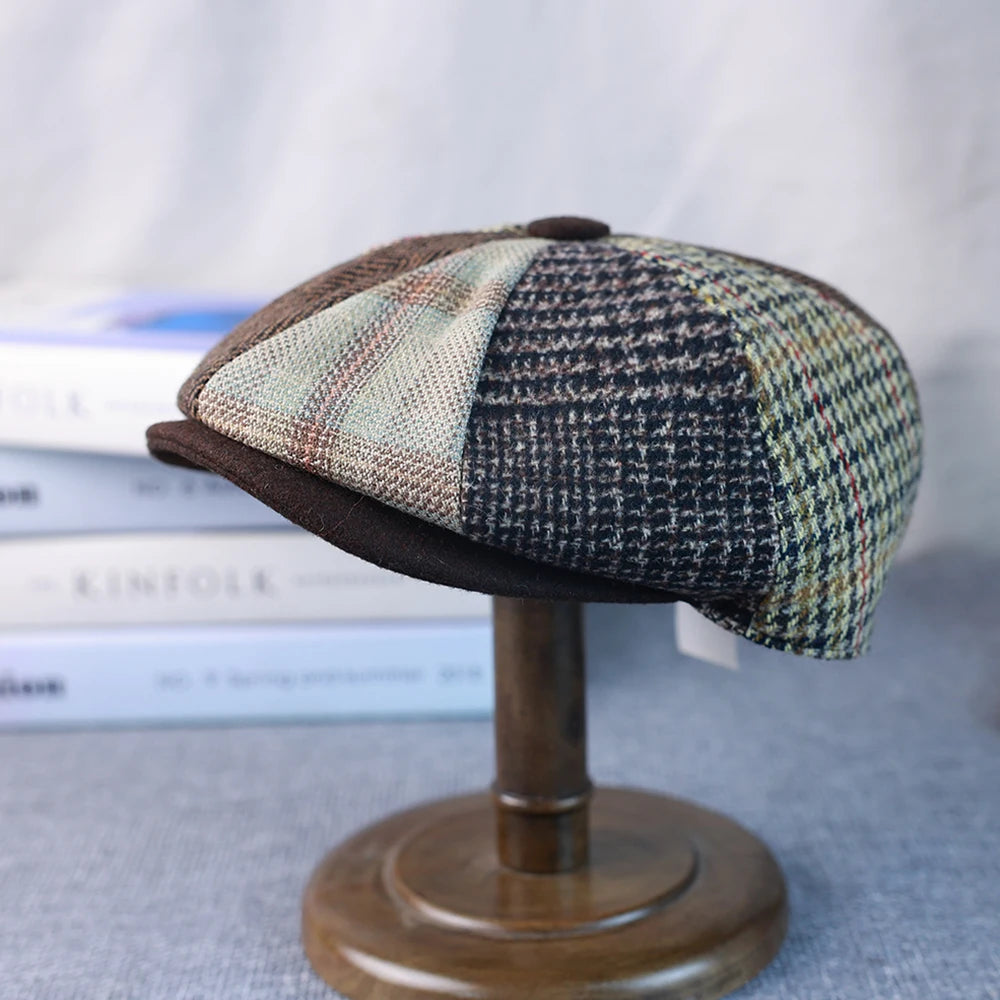 Primavera Autunno Inverno Uomo Classico Splicing Cappelli Ottagonali Retro British Newsboy Cap Gatsby Donna Uomo Berretti Berretto 005