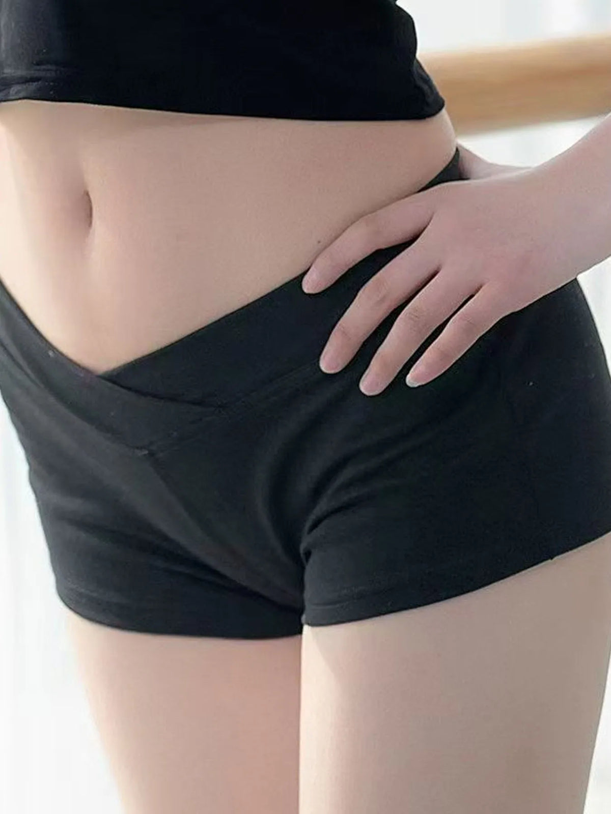 Pantaloncini Sportivi Casual Ultra Corti Neri Semplici da Donna per Danza, Fitness e Corsa, Estivi, Attillati, a Vita Bassa, Sexy, Stile Coreano