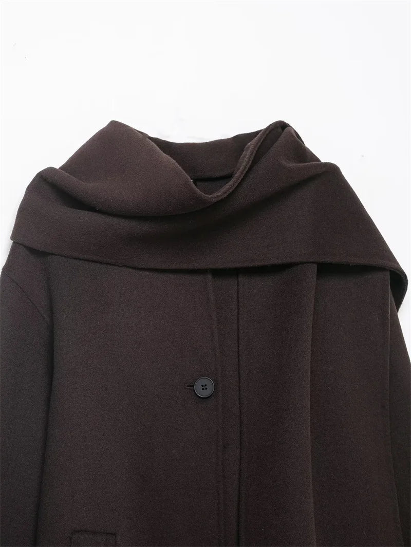 Cappotto da Donna 2026 Nuova Giacca Corta Invernale Autunnale alla Moda con Sciarpa Decorativa, Capispalla Elegante e Chic per Signora