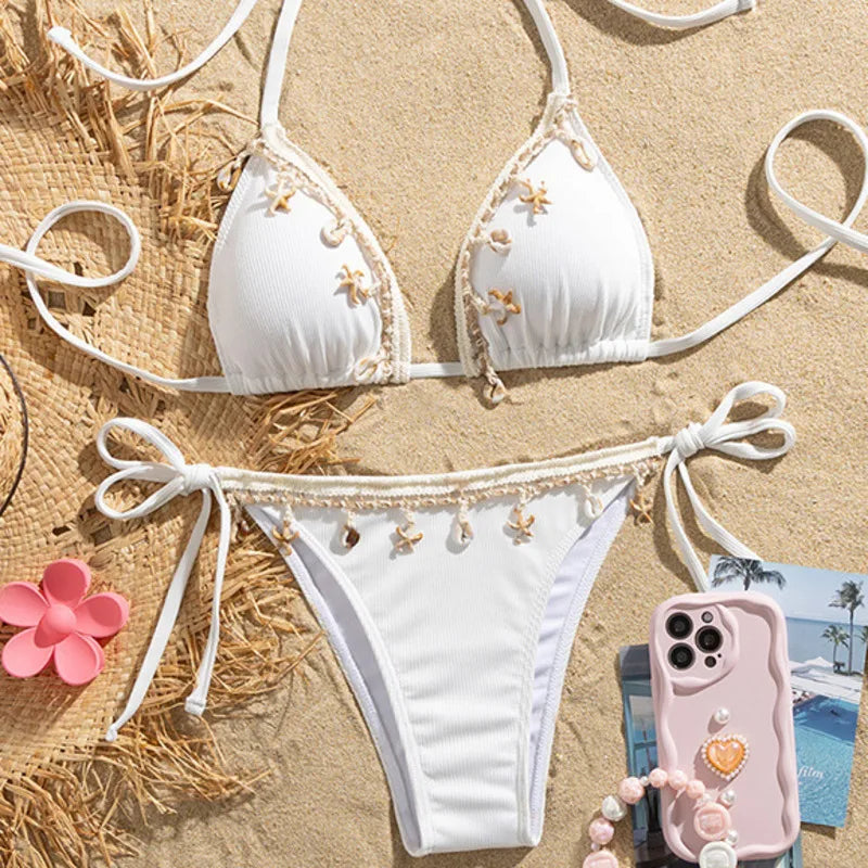Maillots de bain sexy blancs pour femmes Maillot de bain femme pour la natation Maillots de bain Ensemble bikini brésilien Vêtements de plage Baigneur de piscine