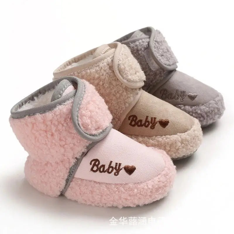 Scarpe da Passeggio per Neonati 0-1 Anno, Scarpe in Cotone con Suola Morbida e Chiusura a Velcro, Calde e Spesse, Stivali Invernali da Neve, Calzature per Neonati