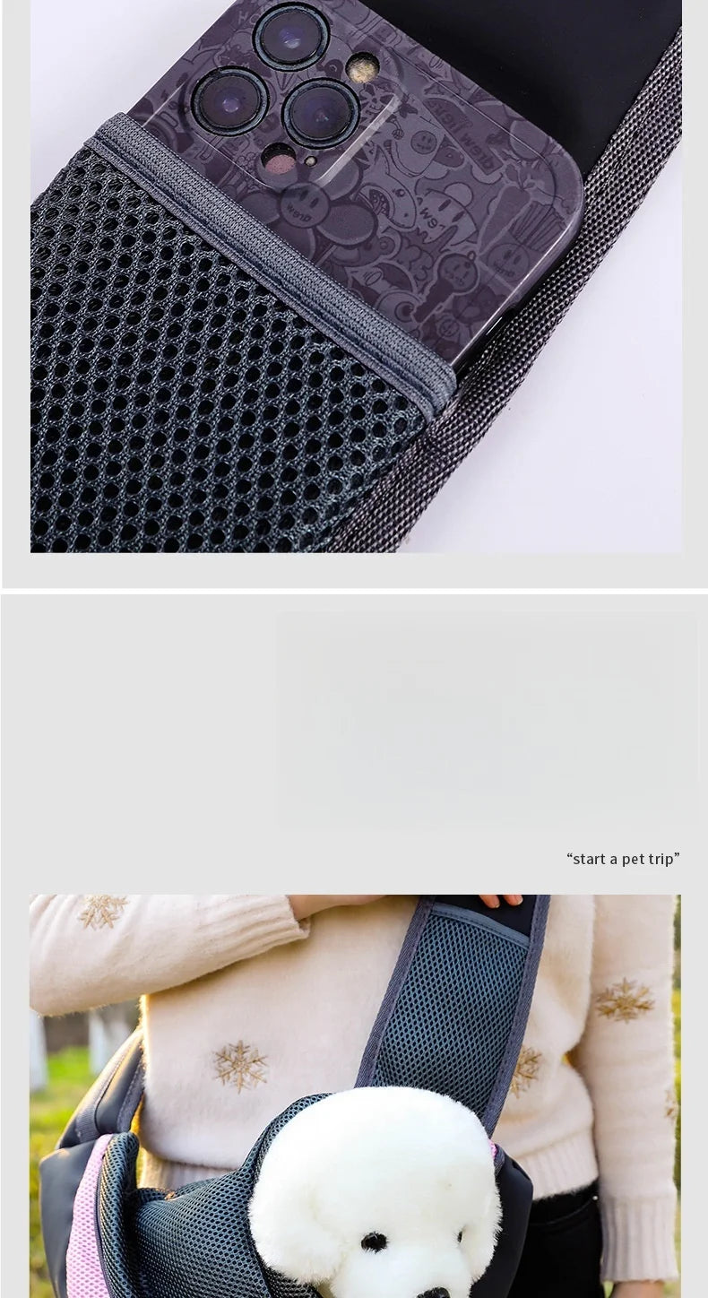 Zaino per animali domestici, borsa a tracolla portatile da viaggio, borsa a tracolla per esterni a mani libere adatta per forniture per animali domestici per gatti e cani