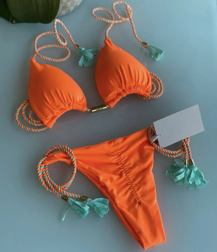 Costume da bagno donna bikini set bikini sexy con coulisse costumi da bagno leopardo due pezzi costume da bagno costume da bagno bikini con lacci biquinis