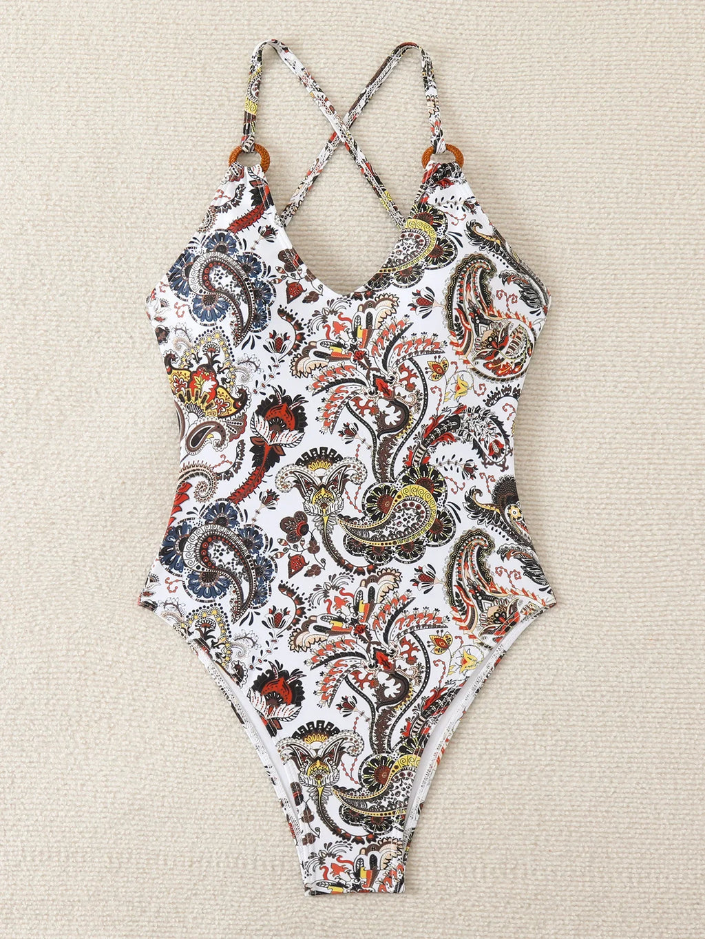 2025 New Sexy Printed Cross Slimming One-Piece Swimsuit Women's Bikini Swimwear Integrated Design for Active Lifestyle