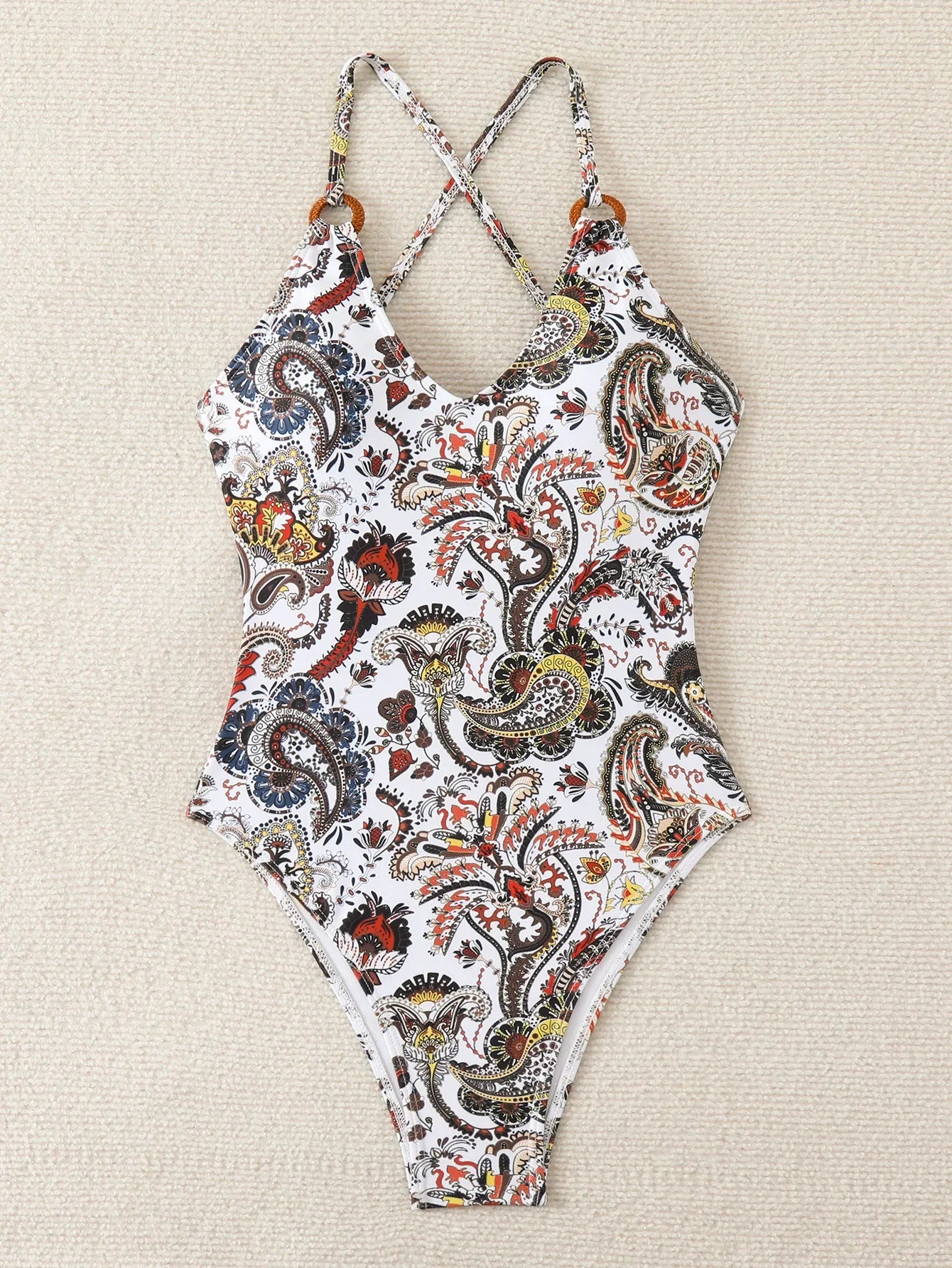 2025 New Sexy Printed Cross Slimming One-Piece Swimsuit Women's Bikini Swimwear Integrated Design for Active Lifestyle