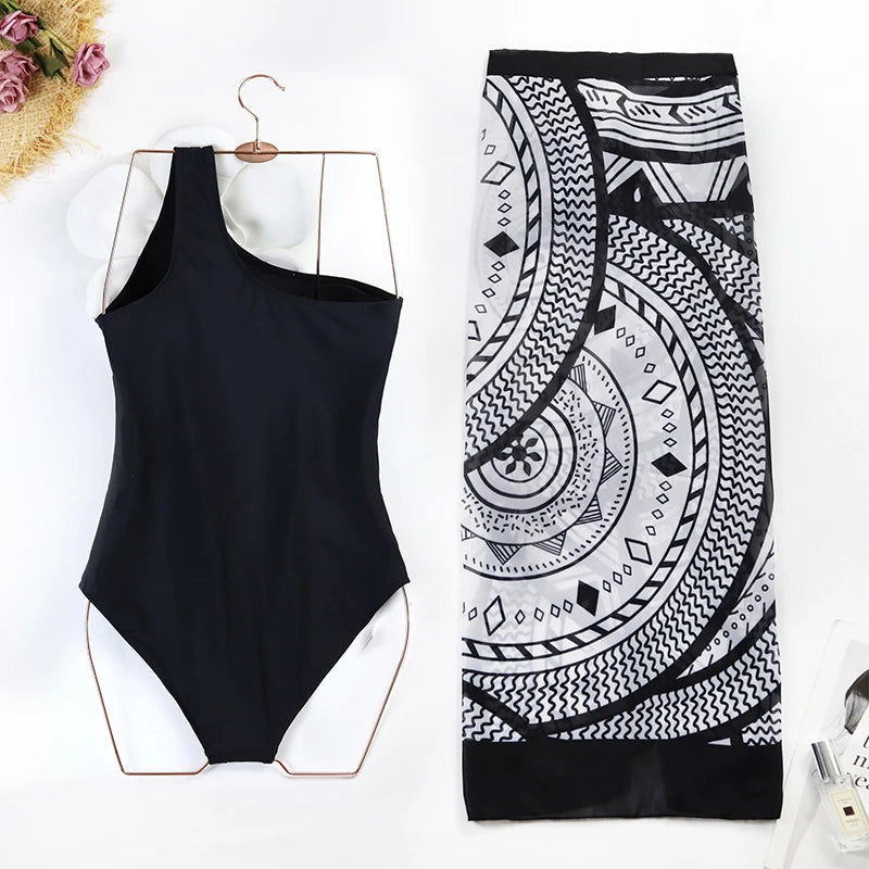 Costume da bagno floreale con stampa floreale con volant monospalla blu Set copricostume singolo micro monokini costumi da bagno sexy per ragazze Summer Beach