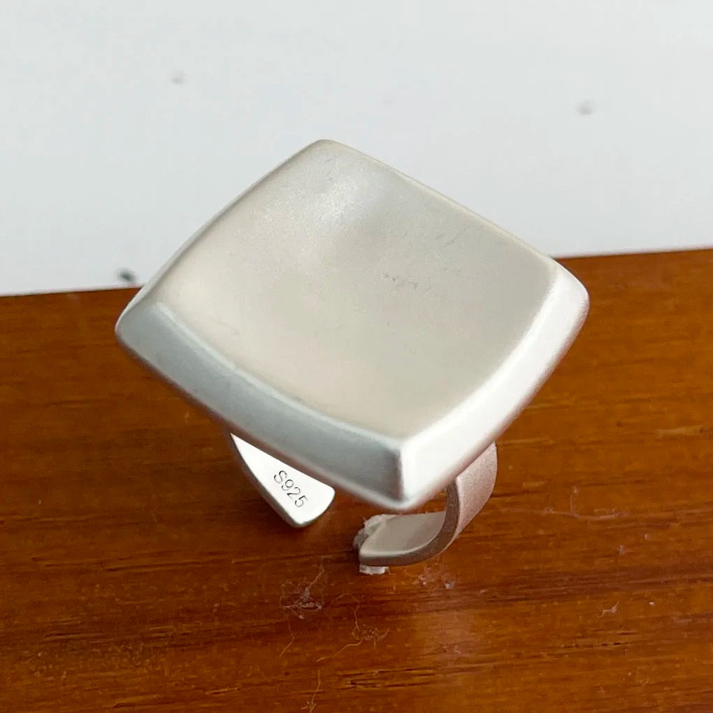 Anelli in argento sterling 925 per le donne Gioielleria raffinata geometrica Anello ampio scintillante regolabile per il regalo di compleanno della festa