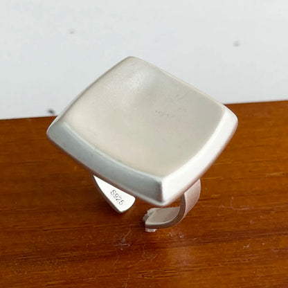 Anelli in argento sterling 925 per le donne Gioielleria raffinata geometrica Anello ampio scintillante regolabile per il regalo di compleanno della festa