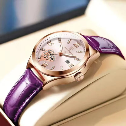 POEDAGAR Orologi casual di lusso per donna Orologio da donna in pelle con calendario impermeabile Orologio da polso al quarzo da donna di moda di alta qualità