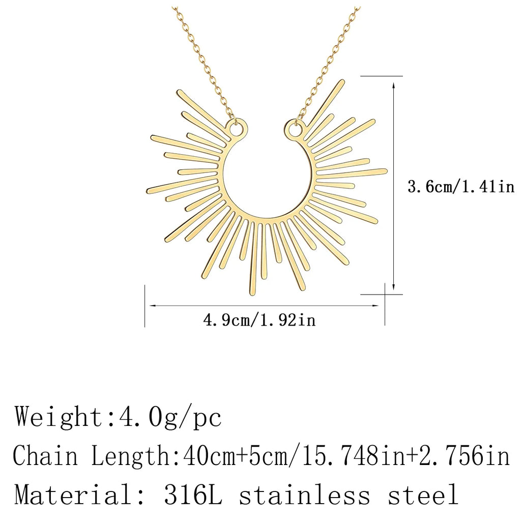 Modern boho Sunburst Necklace Sunshine Jewelry  Necklace  Half Sunbeam Necklace for Women Sun Pendant Necklace Summer Jewelry