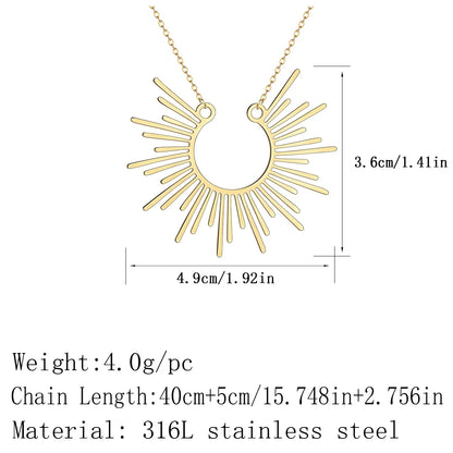 Collier soleil style bohème moderne Bijoux soleil Collier demi-faisceau de soleil pour femmes Collier pendentif soleil Bijoux d'été