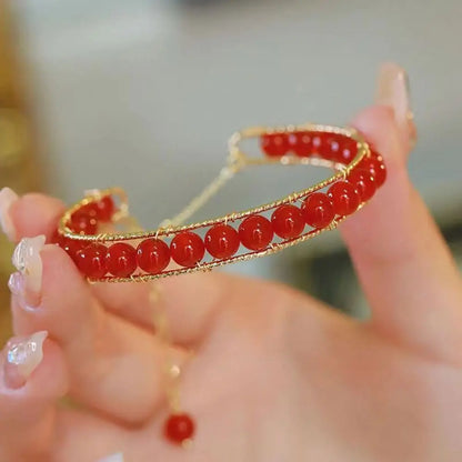 Bracelet perles rondes de jade pour femmes, manchette magnétique, pendentif papillon, chaîne de main, bijoux raffinés en émeraude, cadeau d'anniversaire