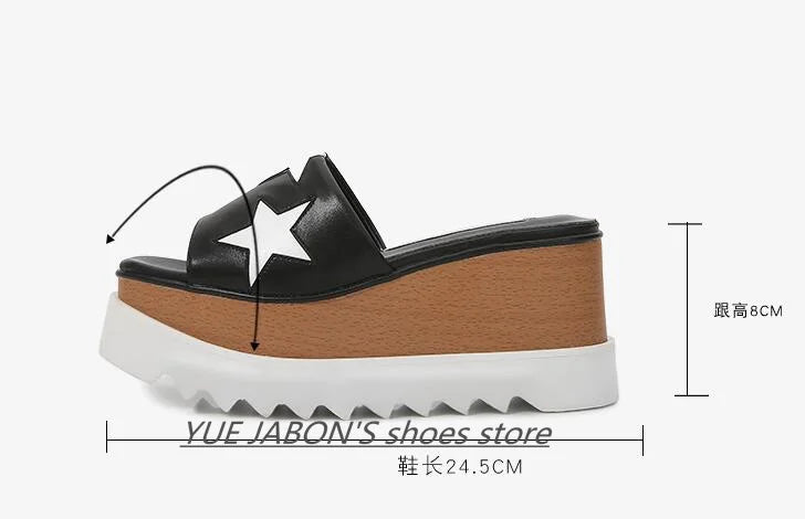 Genuine Leather Buckle Strap Sandals Breathable Sneakers Stars women summer rivets shoes Korean Style Platform Casual Shoes