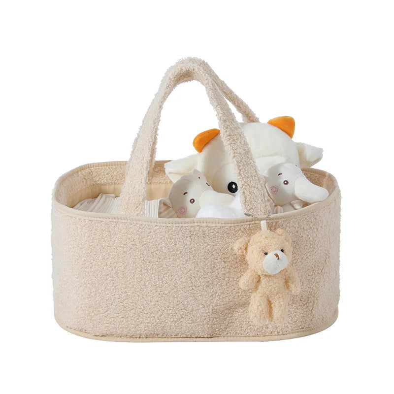 Nome personalizzato Borse per pannolini per bambini Cestino portaoggetti con ciondolo a forma di orso Cestino portaoggetti per asilo nido per roba per bambini Borsa per pannolini per mamma
