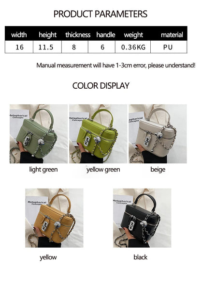 Borse Quadrate da Donna Estate 2026, Borse a Tracolla con Catene alla Moda, Borsa a Spalla in PU Texturizzato, Elegante Mini Borsa Chic per Cellulare