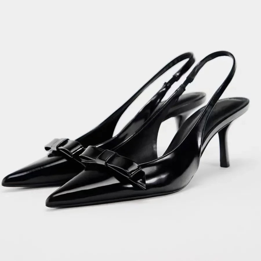 Sandales d'été à talons hauts pour femmes Élégante décoration de nœud Mode Fête Mariage Chaussures élégantes à talon aiguille sexy pour femmes