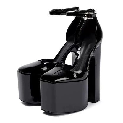 Damen-Sommersandalen mit hohem Absatz und eckiger Spitze, Plateau mit Blockabsatz, Damen-Pumps mit dicker Sohle, einzelne Damenschuhe für Hochzeiten