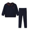 (Spedizione in 1 giorno) Collezione AW26 Denim Varsity, felpa in denim blu navy con ricami, tessuto per l'abbigliamento da giorno, abbigliamento per fratelli e sorelle