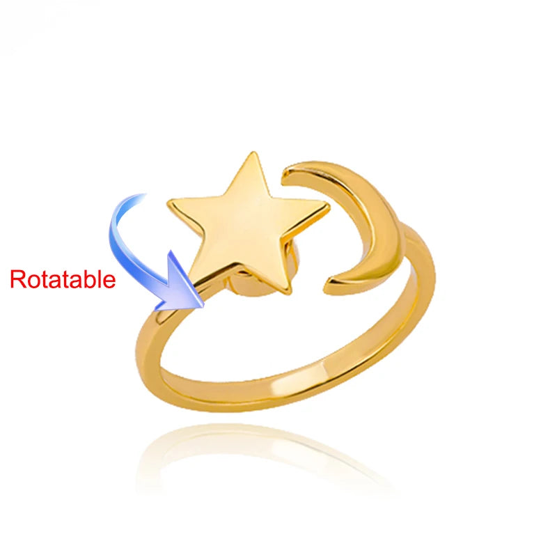 Anelli di ansia rotanti a quattro trifogli per le donne Anello nuziale regolabile in acciaio inossidabile color oro Anelli regalo di gioielli estetici