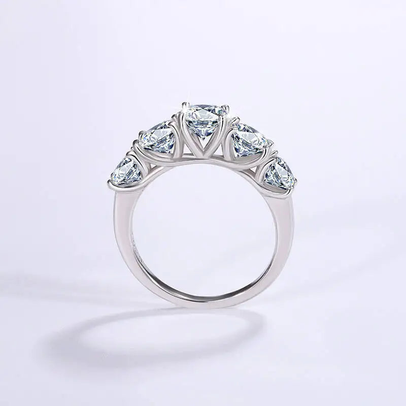 3.6CT Tutti gli anelli Moissanite per le donne 5 pietre scintillanti Dia Wedding Band Gioielli in argento sterling 100%