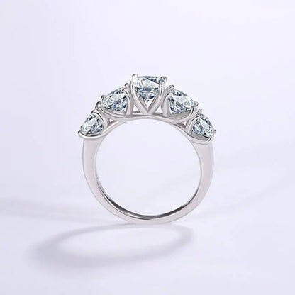 3.6CT Tutti gli anelli Moissanite per le donne 5 pietre scintillanti Dia Wedding Band Gioielli in argento sterling 100%