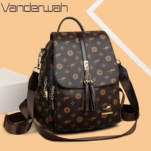 Zaino da donna Designer borsa da donna in pelle di alta qualità stampa di moda di lusso borse da scuola con nappe zaini di grande capacità Sac