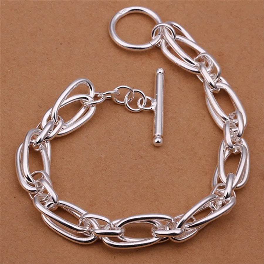 Commercio all'ingrosso per uomo donna catena braccialetti color argento nobile regalo di nozze festa gioielli di moda regali di Natale