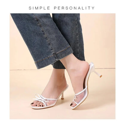Damen Sommersandalen Elegante Sandalen Damen High Heels Mode Schmetterling Knoten offene Zehen Hausschuhe High Quality Marken Designer Damenschuhe