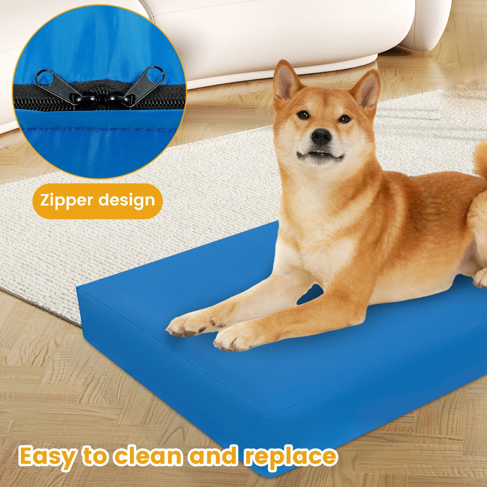 Copriletto per cani Copriletto per cani impermeabile in tessuto Oxford con cerniera Fodera per letto per cani rimovibile Facile da lavare Forniture per animali domestici S/M