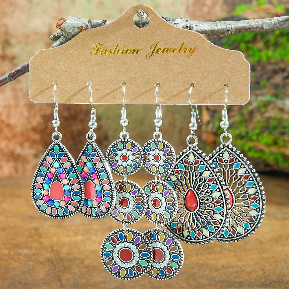 Orecchini da donna multi-stile stile Boho Forma geometrica Ciondola i gioielli dell'orecchio abbinano vari regali per decorazioni per feste