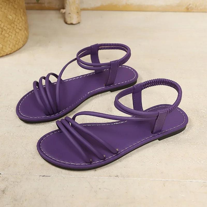 Sandales d'été tendance pour femme 2026, sexy, bout ouvert, plates, légères et confortables, claquettes de plage - En solde