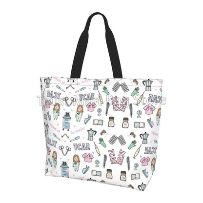 Personalizzato Enfermera En Apuros Dottore Infermiera Medica Borsa a tracolla Tote Bag di grande capacità Borse per le donne Borse per la spesa