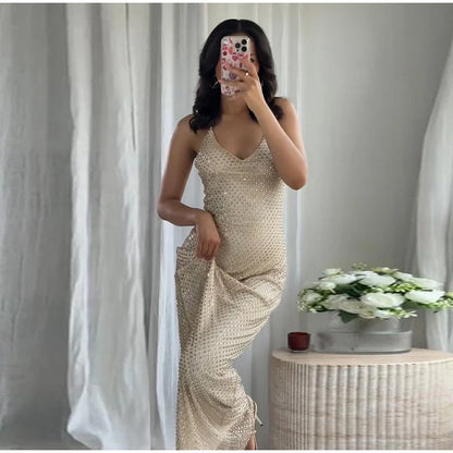 Abito corto senza maniche scintillante da donna con tutti i strass Abiti sexy senza spalline alla moda per donna Estate Nuovo outfit streetwear