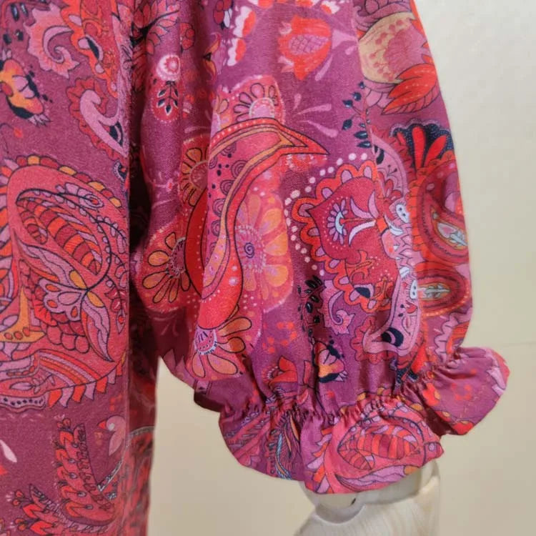 TEELYNN boho abito lungo Vintage 2023 stampa floreale Chiffon manica a tre quarti scollo a v estate Gypsy Hippie abiti da donna vestidos