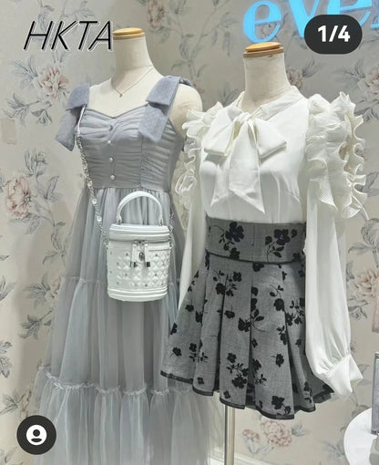 Abiti da donna di nicchia in stile giapponese Primavera Estate Autunno Ragazza Dolce fiocco Abito in rete Lolita Abito lungo con bretelle da fata carina