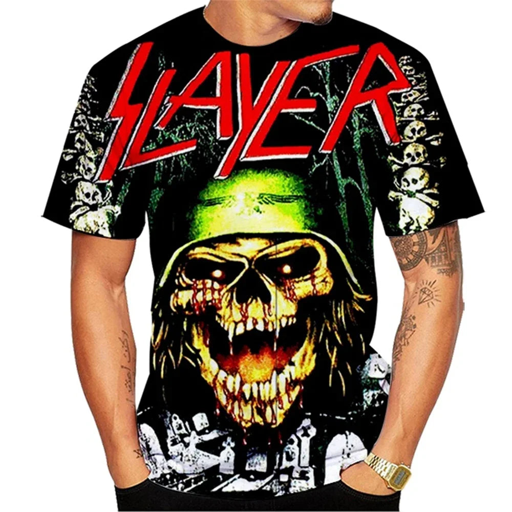 Nuova Moda Estiva: T-shirt da Uomo con Stampa 3D di Band Musicali, Heavy Metal, Personalizzata, Collo Tondo, Abbigliamento Maschile