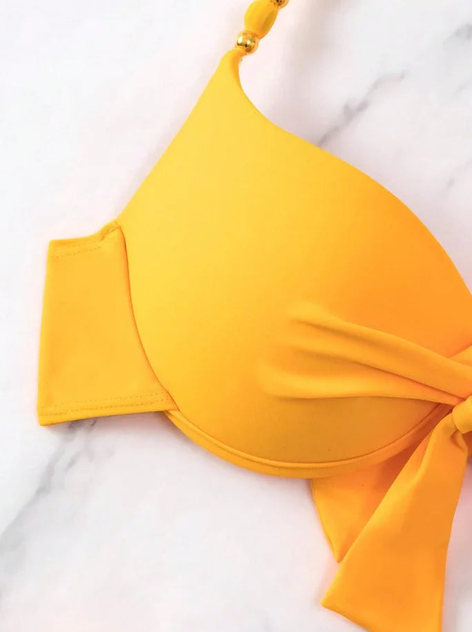Costume da bagno bikini push-up halter stampato 2026 da donna, sexy, con spalline, per il mare e la piscina