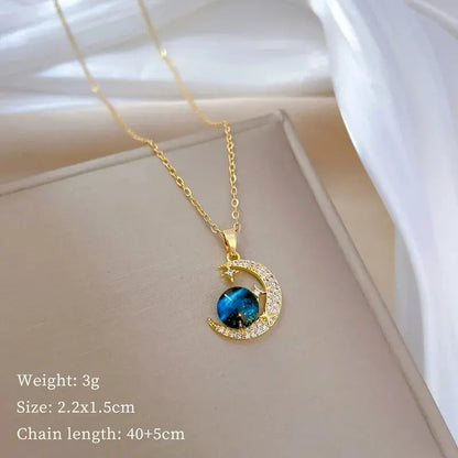 Collana di lusso leggera in acciaio al titanio con serie Star per donna, colore oro, pianeta, luna, astronauta, collane con ciondolo, gioielli, regali