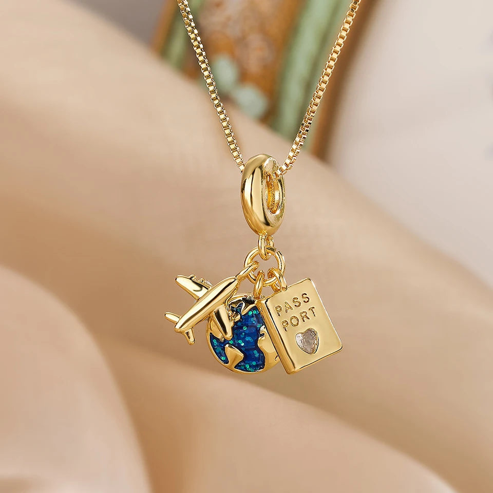 Collana di lusso leggera in acciaio al titanio con serie Star per donna, colore oro, pianeta, luna, astronauta, collane con ciondolo, gioielli, regali