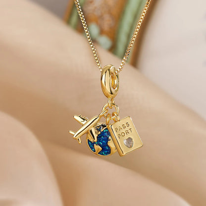Collana di lusso leggera in acciaio al titanio con serie Star per donna, colore oro, pianeta, luna, astronauta, collane con ciondolo, gioielli, regali