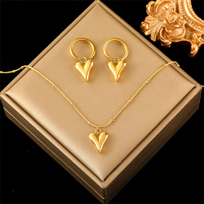 EILIECK Acciaio inossidabile 316L Cuore Amore Collana Bracciali Orecchini Set per le donne Nuovi gioielli impermeabili placcati oro 18 carati alla moda
